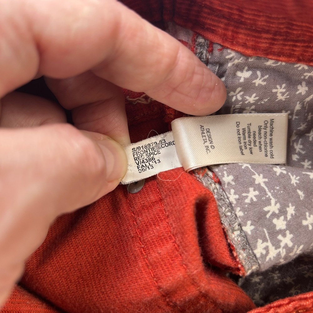 Athleta Frontier Cord Pants Red Spice‎ Corduroy Straight Leg 918979 Mens 4 - Picture 10 of 12